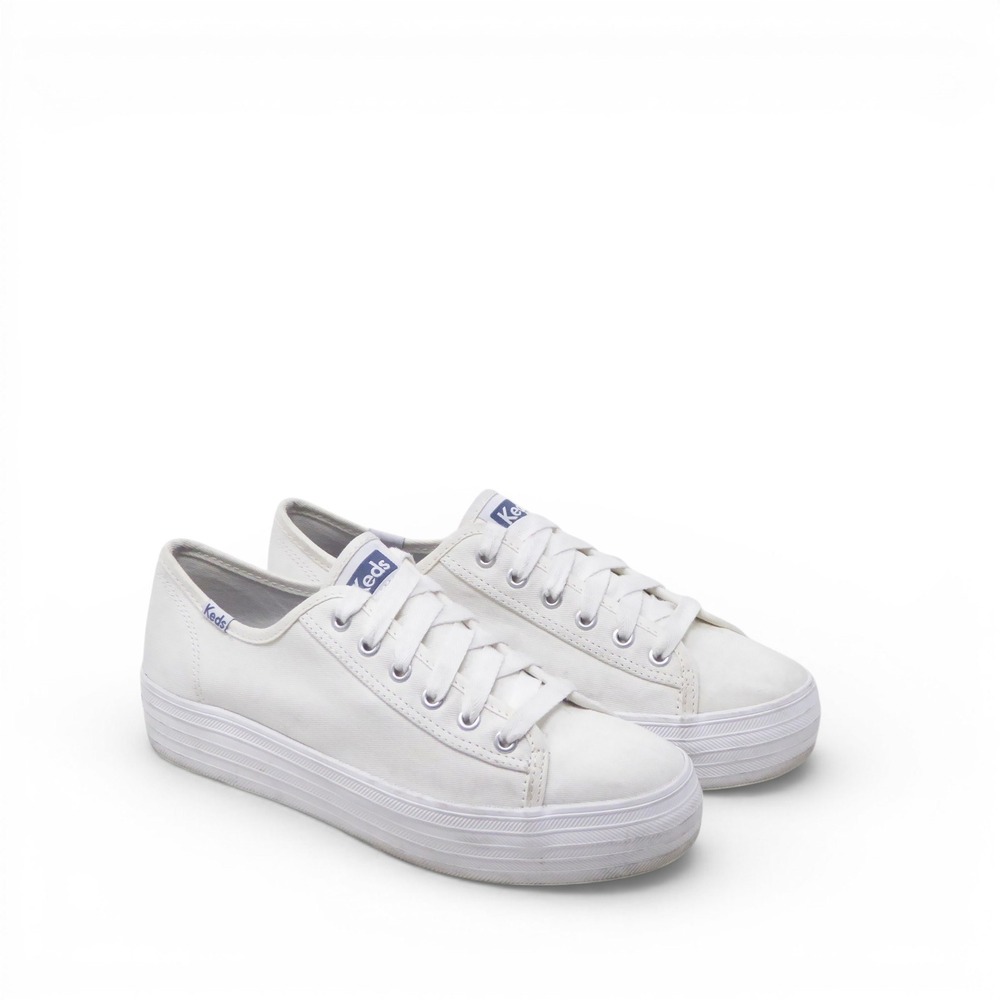 Keds Womens Triple Kick Platform Sneakers White Canvas Size 7 WF64880